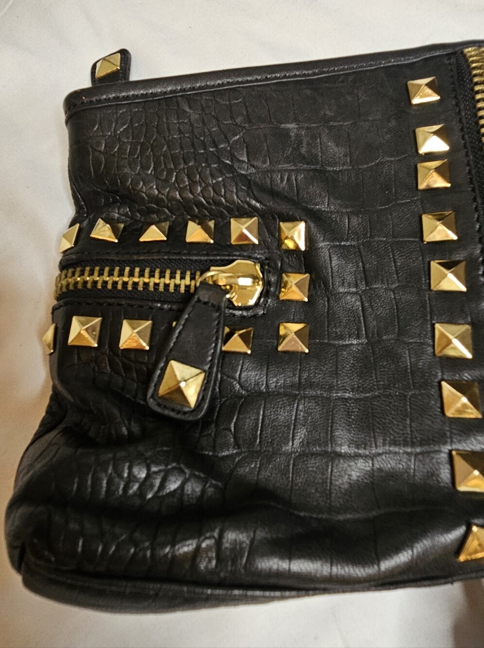 Betsey Johnson Genuine Leather Black Studded Tassel Clutch - Picture 4 of 7